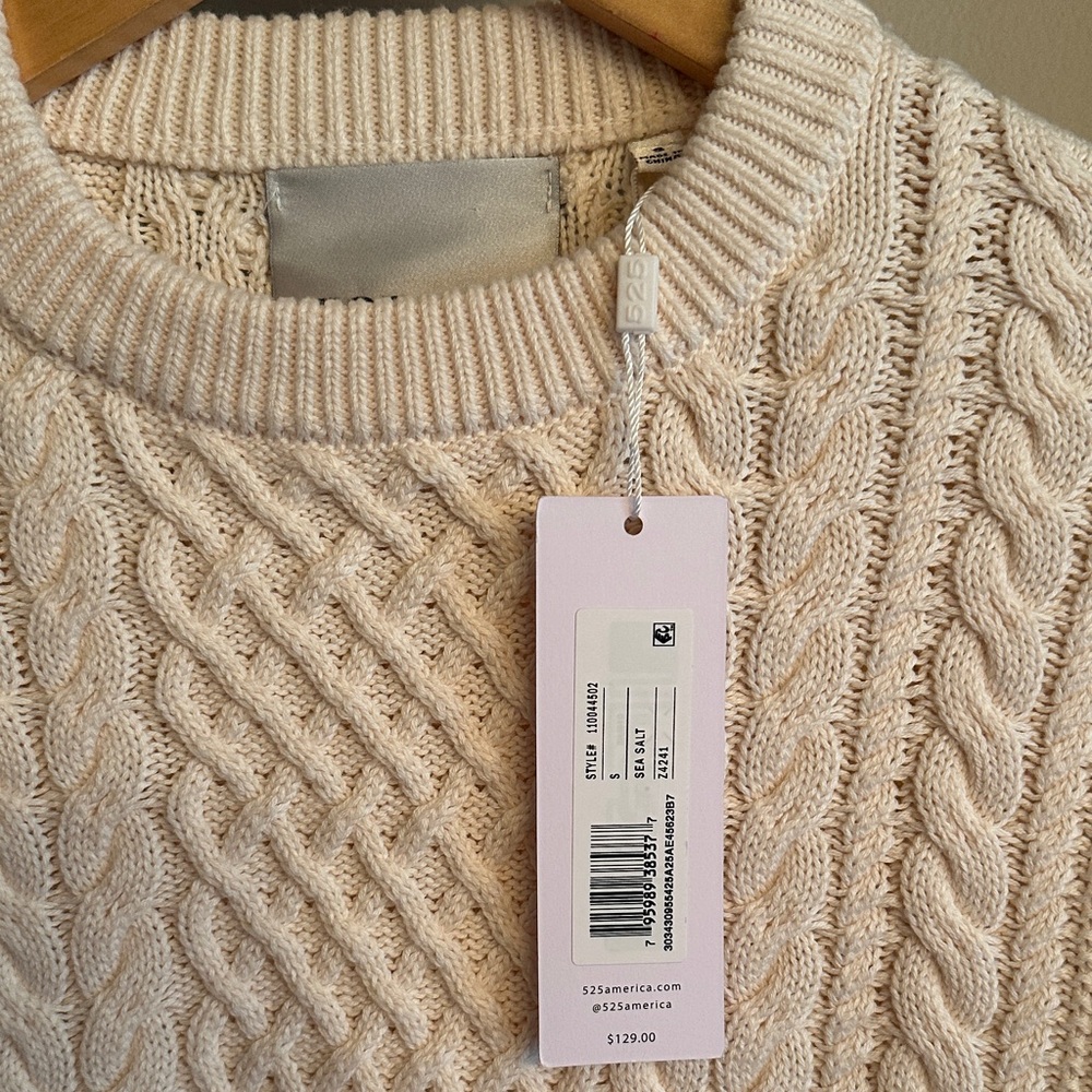525 America Textured Knit Cream Sweater - Picture 2 of 8